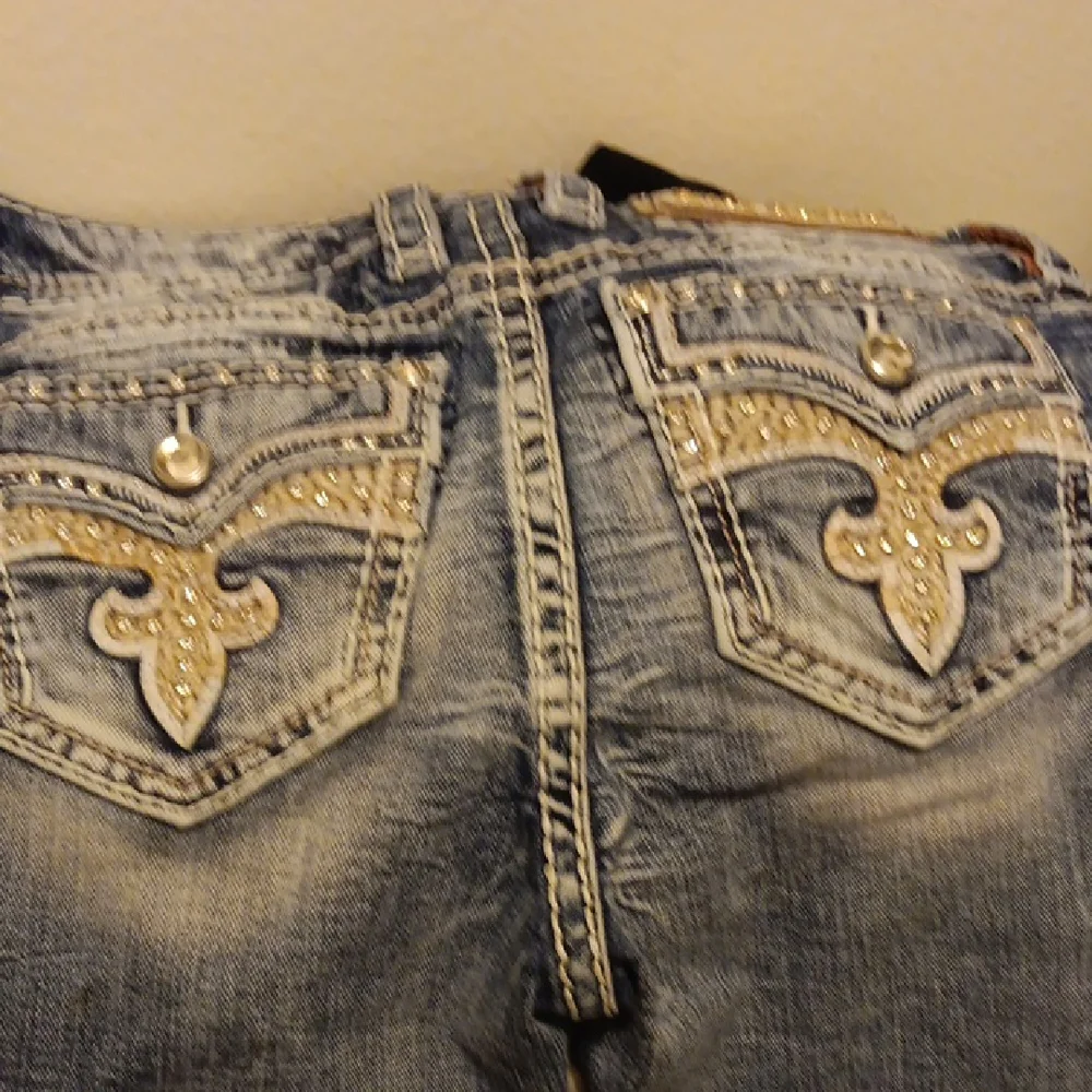 Rock Revival Womens Distressed Blue Jeans - Picture 2 of 4
